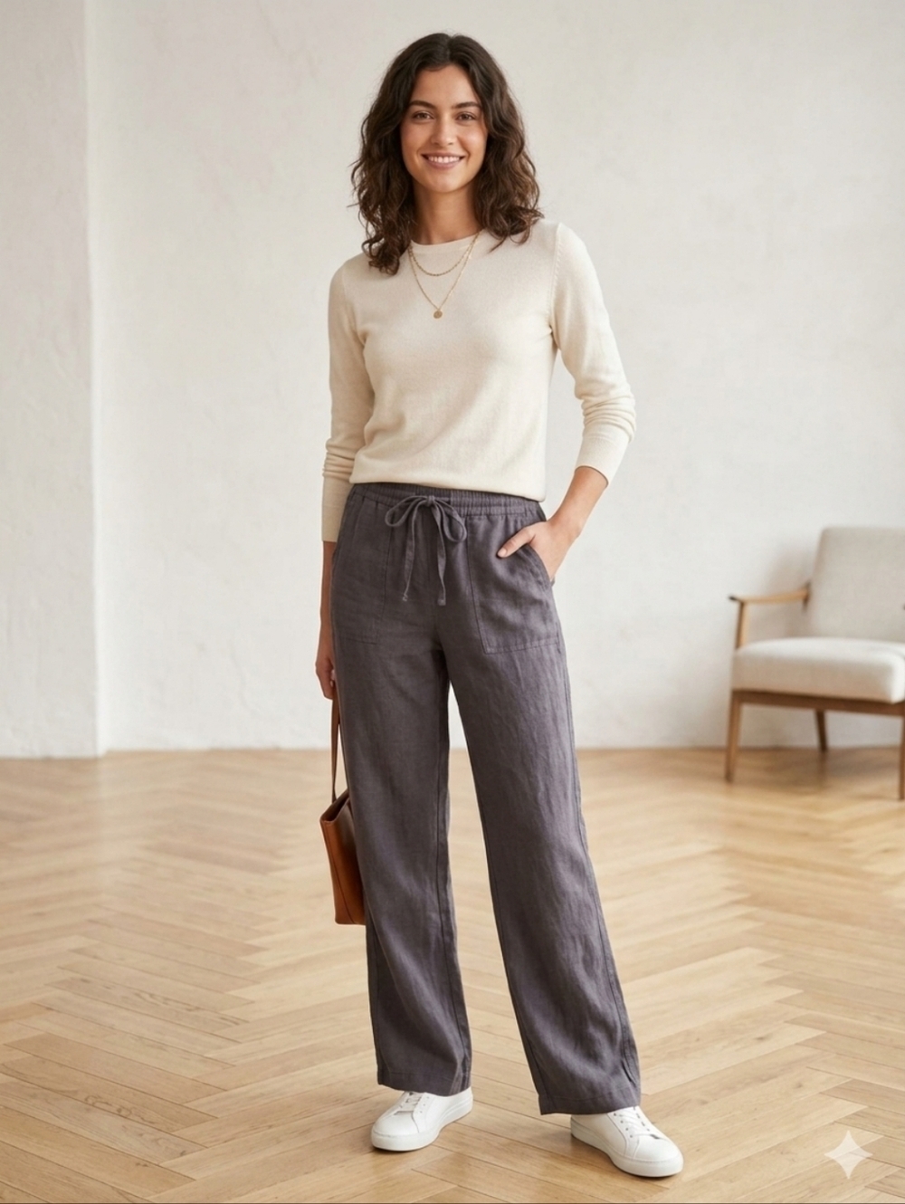 Nordstrom Caslon Women's's Casual Drawstring Linen Blend Pants - XS Like New